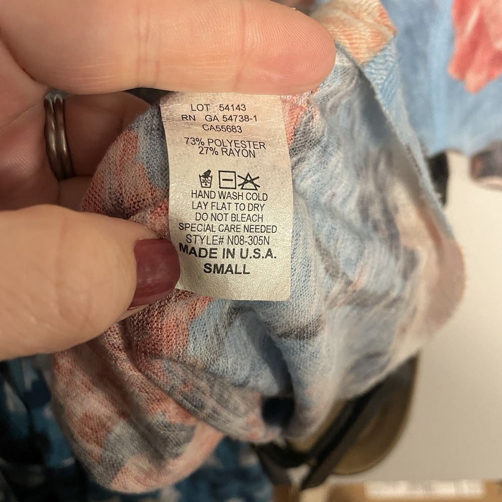 Nally Millie Floral Rose Top‎ Women S Blue Pink Boho Cottagecore Fall - Picture 5 of 5